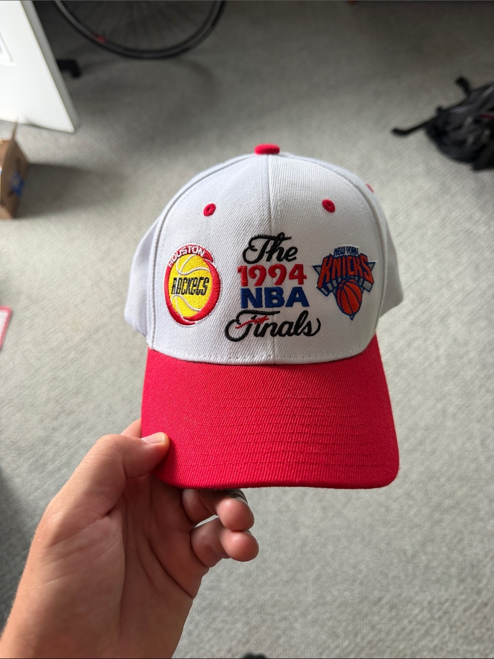 1994 NBA Finals White and Red Baseball Cap - Retro Team Logos